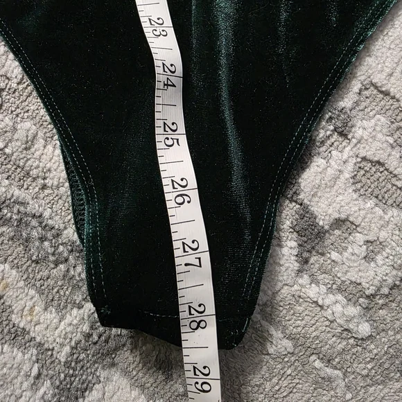 Lola Grace Velvet Bodysuit - Deep Green - Picture 8 of 9